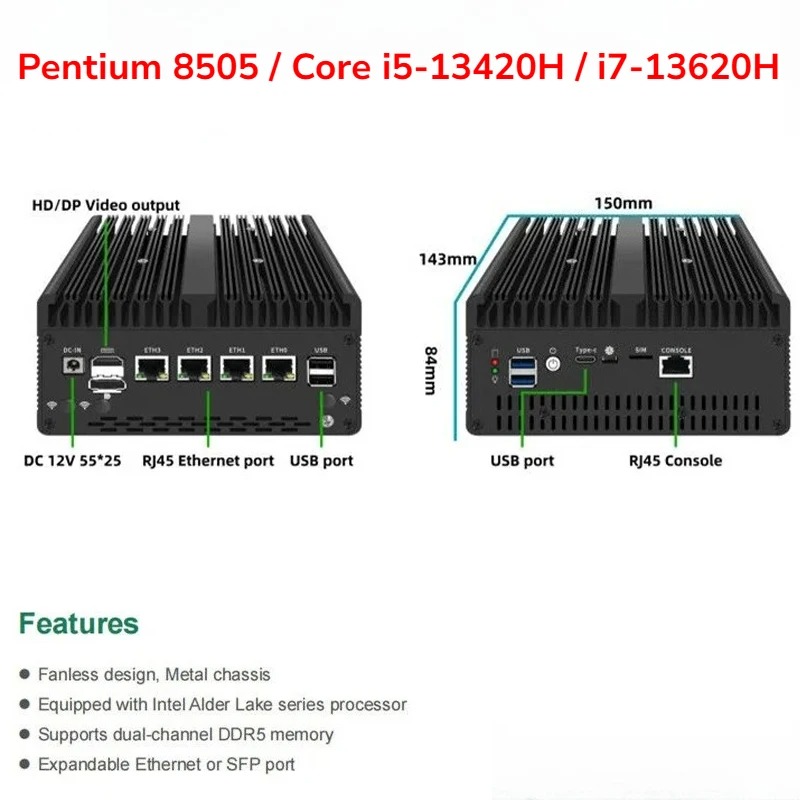 Mini PC sin Ventilador, Pentiu - Pfsense Firewall Router 2.5G 4 I226 reseña y precio